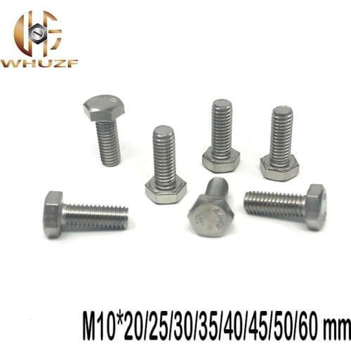 M10*20/25/30/35/40/45/50/60 mm 304 Stainless Steel External Hex Hexagonal Hexagon Head Screws Bolts DIN933 Standard