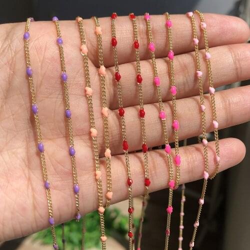 1 Meter Copper Love Heart Drop Oil Chains Charms Necklace Bracelet Chains Findings For Jewelry Making Diy Accessories Wholesale