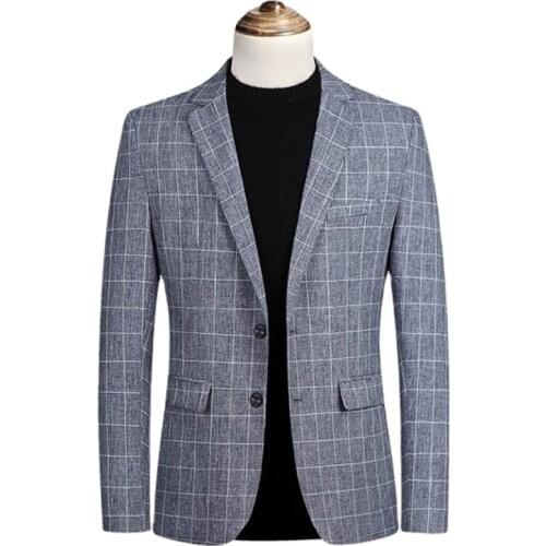 2021 Fashion Brand Men Casual Blazers Autumn New Mens Plaid Trend Suits Coats Business Wild Plaid Blazers Coat Male