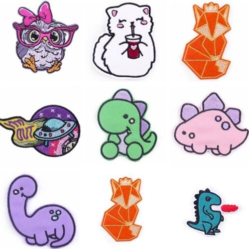 UFO Patch Iron On Embroidered For Clothing Dinosaur Cartoon Anime Patches For Kid Clothes Character Appliques Stickers T-shirt