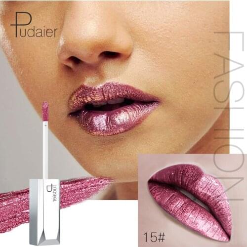 NEW Lip Gloss Makeup 18 colors /lot PUDAIER Liquid Lipstick set Waterproof lasting Glitter Lipgloss Metallic Moisturizing Lips