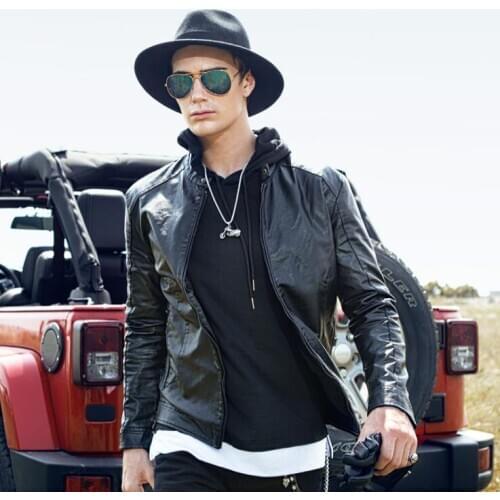 Autumn mens leather jacket slim motorcycle coat men jackets casual clothes winter jaqueta de couro street fashion black