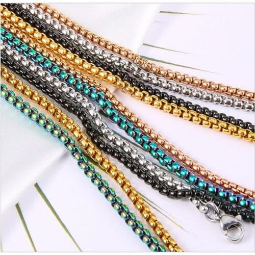 Curb Cuban Link Necklace for Men Women Box Rope Chain Basic Punk Stainless Steel Tone18k Gold Vintage Thick Jewelry Grunge Gift