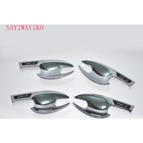 FIT FOR Mazda CX-3 CX 3 2015-2018 ABS Chrome carbon fiber outside door handle Door bowl decorative cover Trim car accessories