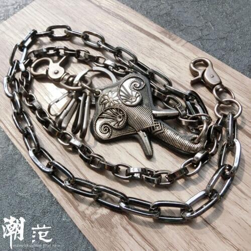 Casual mens wallet key chain pants chain hip hop street dance show jeans with waist chain strange elephant hanging chain DR12