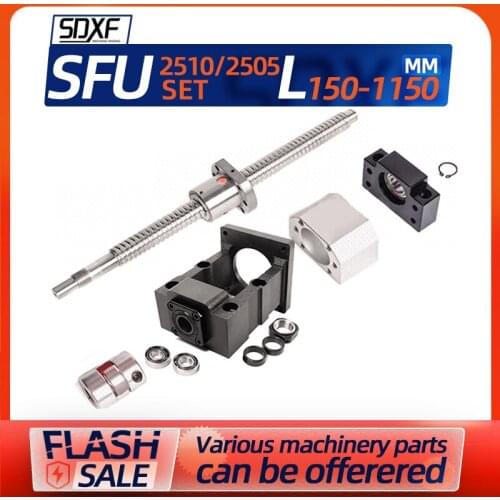 Precision ball screw, round hole nut 2505 2510S, linear guide bearing, stepping servo motor, one seat, fixed seat module set