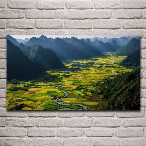 Nature Field Green Landscape Rice Terrace Vietnam living room decor home art decor wood frame fabric poster KF996