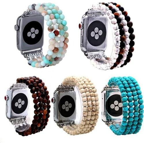 Suitable For Apple Watch 1 2 3 4 5 6 SE Jewelry Agate Strap Watch 38MM 40MM 42MM 44MM Four Rows Of Pearl Handmade Women Strap