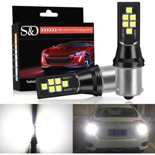 S&D BAU15S 1156 PY21W LED Car Light Bulbs 12 SMD 3030 Chips Super Bright Brake Reverse Lights White Red Yellow Auto 12V