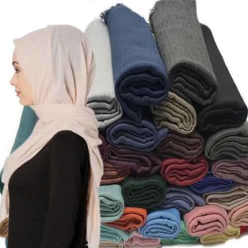 10pcs/lot High Quality Plain Maxi Scarf Hijab Fringe Fashion Women Soft Shawl Foulard Muslim Hijabs Popular Solid Cotton Scarves
