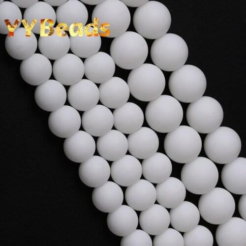 Dull Polished White Porcelain Glass Beads 4 6 8 10 12mm Round Loose Charm Beads For Jewelry Making DIY Bracelets Women Necklace