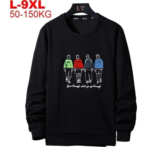 Big Size 7xl 8xl 9xl Men Sweatshirt Black Hip Hop Mens Hoodies Print Men Clothes Street Wear Sweatshirts Hoodie Autumn Pullover