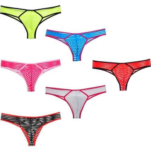 6PCS/Lot Transparent Mesh Sexy Bikini Mens Boxer Shorts Underwear See-Through Pouch Male Underpants Smooth Shorts