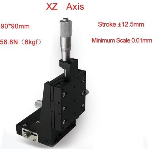 XZ Axis 90*90mm Vertical Lift Linear Platform Motion Manual Stage Sliding Table PLEV90-L-C2 Cross Rail