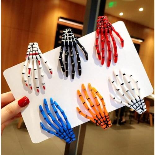 Skeleton hand clips Skull Skeleton Hand Hair Clip Womens Fashion Hair Accessories Bone Claw Hairpin Halloween Party