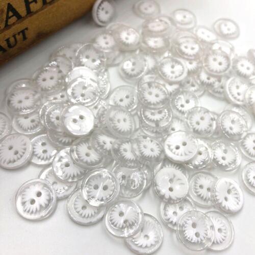 100pc 14 mm 2 Holes WHITE Cats Eye flowers button craft/sewing/baby lot PH208