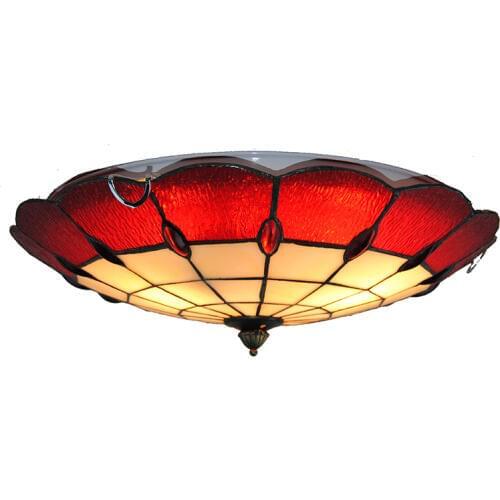 16" Classic Vintage Red White Stained Glass Ceiling Lamp Tiffany Style Kitchen Living Room Home Decoration Fixture Lighting C269