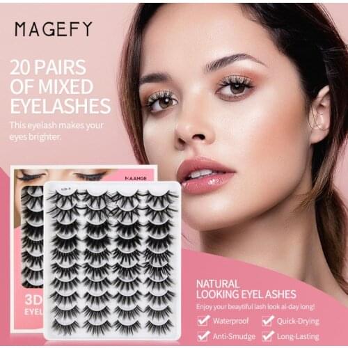 20Pairs Of 3D Mink Eyelashes Natural Curl Thick Long False Eyelashes Extension Dramatic Fake Lashes High Quality Makeup Tools
