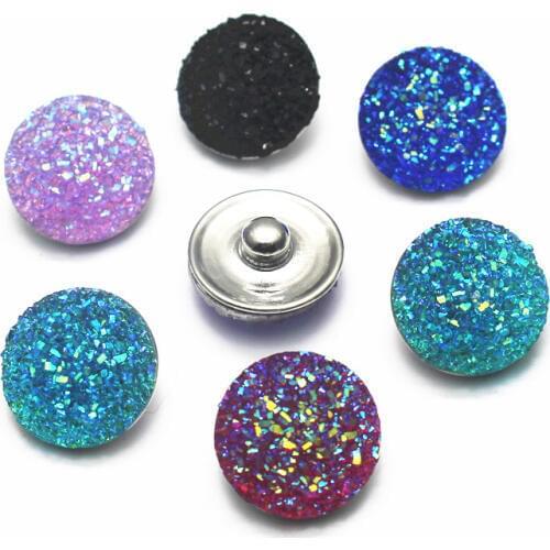 20pcs/lot Colorful Pattern Resin Snap Button Charms Fit 18mm DIY Ginger Snap Bracelet & Bangles Jewelry Making