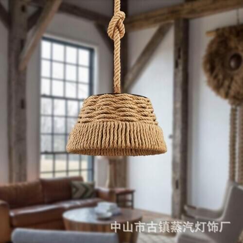 American country retro iron rope pipe iron pendant light cafe bedroom bar dining room hanging lighting