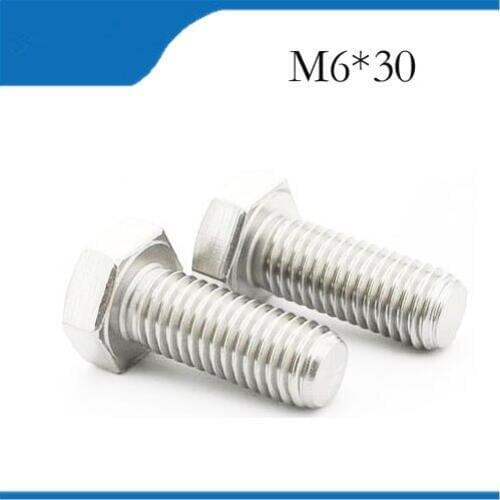 Free shipping20pcs/Lot DIN933\GB5783 M6x30 mm M6*30 mm 304 Stainless Steel hex bolts Outside the hexagonal screw m bolts,m nails