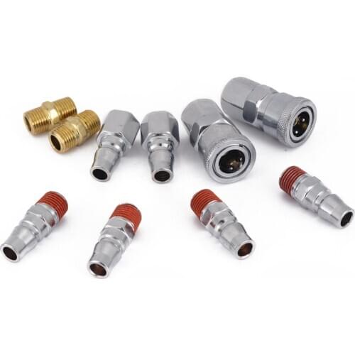 10Pcs Quick Coupler Set 1/4'' Air Hose Coupling Connector Pneumatic Fittings For Air Compressor Air Tools