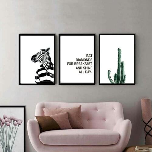 Black and White Animal Canvas Poster Print Zebra Wall Art Painting Nordic Decoration Picture Modern Living Room Decor Bedroom