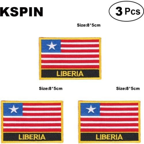 Liberia Rectangular Shape Flag patches embroidered flag patches national flag patches for clothing DIY Decoration