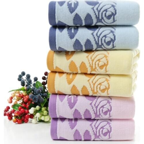Home Textile 35*75CM Square Cotton Promotion Gifts Color Thicker Wide Jacquard Rose Quick-dry Adults Baby Face Towel 3pcs/lot