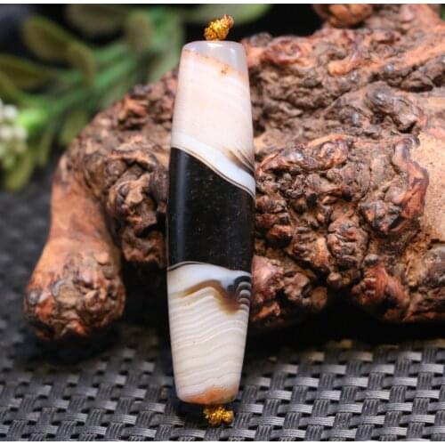 Energy Tibetan Old Agate Silkworm Line Healer Medicine dZi Bead Amulet Pendant R Timestown zhang