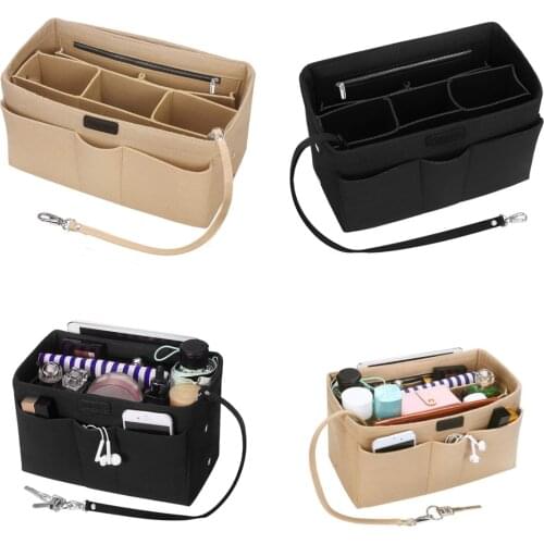 Felt Insert Bag Zipper Multi Pocket Storage Handbag Purse Organizer Storage Holder Makeup Cosmetic Bag Pouch Mom outdoor Diaper