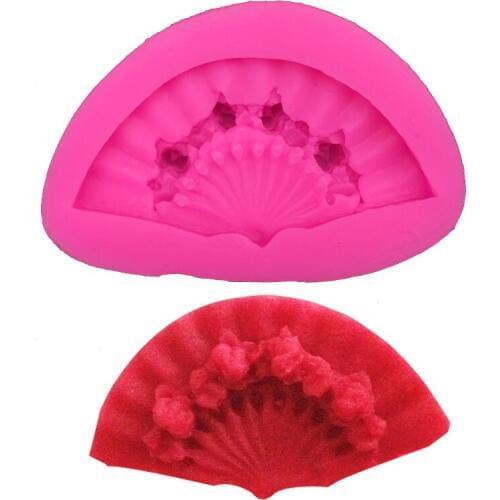 Fan Shape fondant silicone mold for kitchen baking chocolate pastry candy Clay making cupcake lace decoration tools FT-0118
