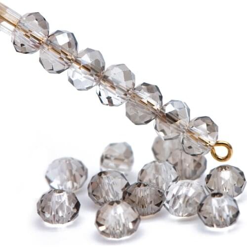 Rondelle Crystal Glass Faceted Beads 4x6mm Grey -(BZ06-79)/ 95pcs
