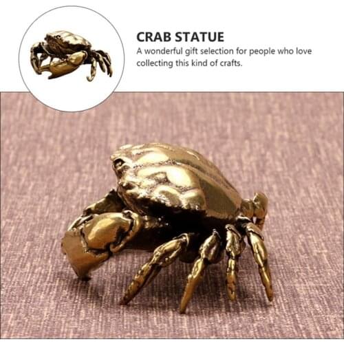 Solid Copper Antique Decoration Crab Feng Shui Small Ornaments Antique Copper Art Copper Carving Crab Tea Ceremony Copper Pet