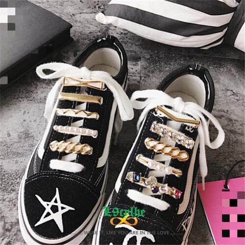 Shoe Tag Metal Shoe Decorations Pearl Shoe-Buckle For Women Sneaker Jewelry Gold Chain Shoe Fastener Best Friends Gift