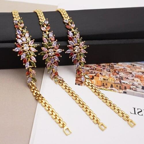 MIRAFEEL Luxury Wedding Jewelry Gold Color Chain Bracelet for Women High Quality Cubic Zircon Bracelets