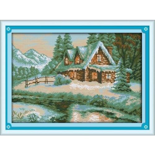 Lakeside snowhouse cross stitch kit 14ct 11ct count printed canvas stitching embroidery DIY handmade needlework