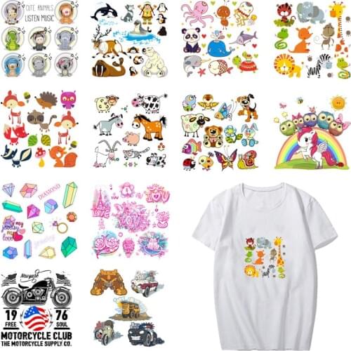 Animals Patches Iron On Transfers For Clothes T-shirt Heat Transfer For Clothing iron Washable Sticker 3DDIY Accessory Appliques