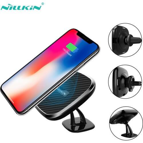 NILLKIN Fast Qi Car wireless charger 10w adjustable Phone Holder wireless Charging Pad For iPhone X/8/8+ For Samsung S10 S10+ S9