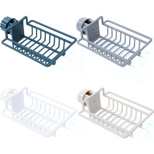 New Stainless Steel Faucet Storage Racks Adjustable Sink Rag Sponge Draining Rack Kitchen Bathroom Soap Storage Holders Shelves