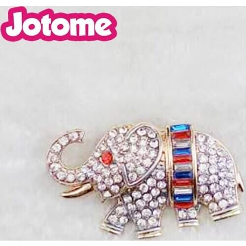 New Women Pins Rhinestone Hollow Crystal Animal Elephant Brooch Pins Jewelry