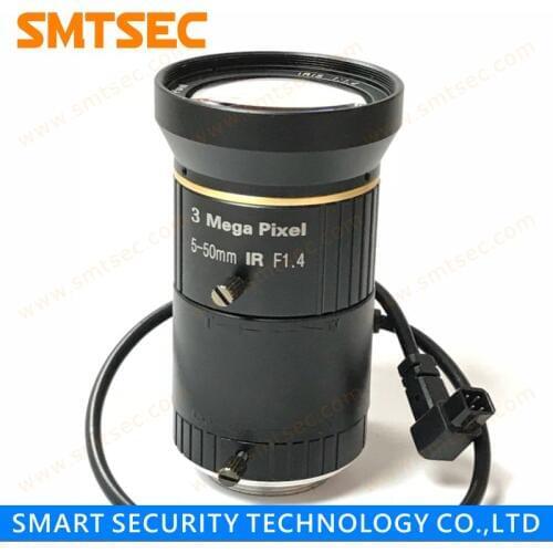 SMTSEC SL-0550A3MP HD 3MP 5-50mm Manual Zoom Varifocal Auto IRIS Lens 1/2.7" F1.4 CS Mount Lens for CCTV Surveillance Camera