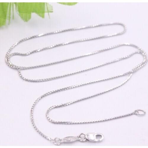 Real Platinum 950 Necklace Womens Box Chain Female 0.9mm Simple Thin Link 42cm Gift Neckalce Jewellery
