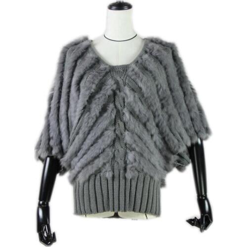 2019 Fashion Real Knitted Rabbit coat genuine fur with rabbit fur half sleeve Genuine short sleeve Fur Gilet coat