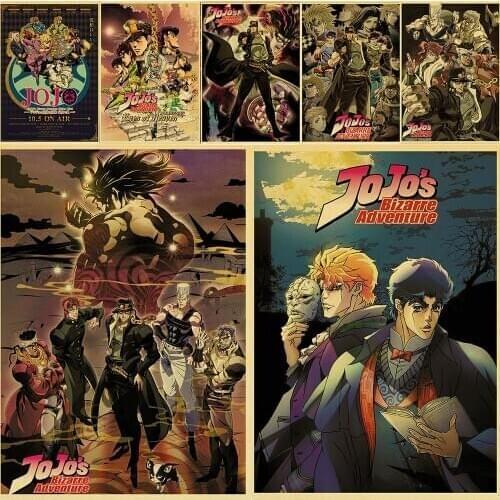 Anime JoJos Bizarre Adventure JOJO Poster Action Anime retro Poster Painting Wall Art for Living Room /Bar Decor
