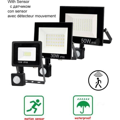 FloodLight Spotlight Exterior Street wall reflector LED Lamp Waterproof Night Light Motion Sensor Porch Path Fence Garden Stairs
