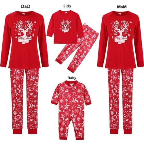 Family Christmas Matching Pajamas Set Mother Daughter Clothes Santa Claus Cartoon Print Cotton Set Sleepwear