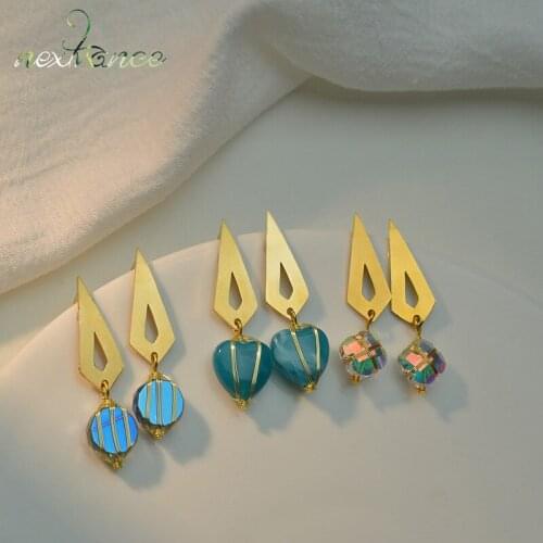 Nextvance 14K Earrings Chinese Knot Golden blue Heart Water Drop Earring For Women Copule Goth Dropshipping Birthday Jewlry Gift