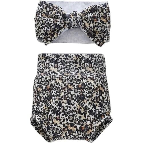 Baby Infant Toddler Girls Shorts Floral Dots Loose Pants Bloomer Princess Diaper Cover and Bowknot Headband Set