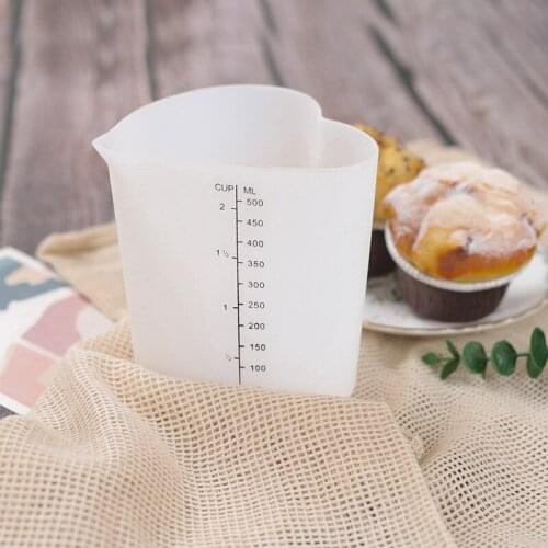 500ml Silicone Measuring Cup Squeeze & Pour Silicone Measuring Cup with Stay-Cool Pattern Cooking For Kitchen Measuring Tools